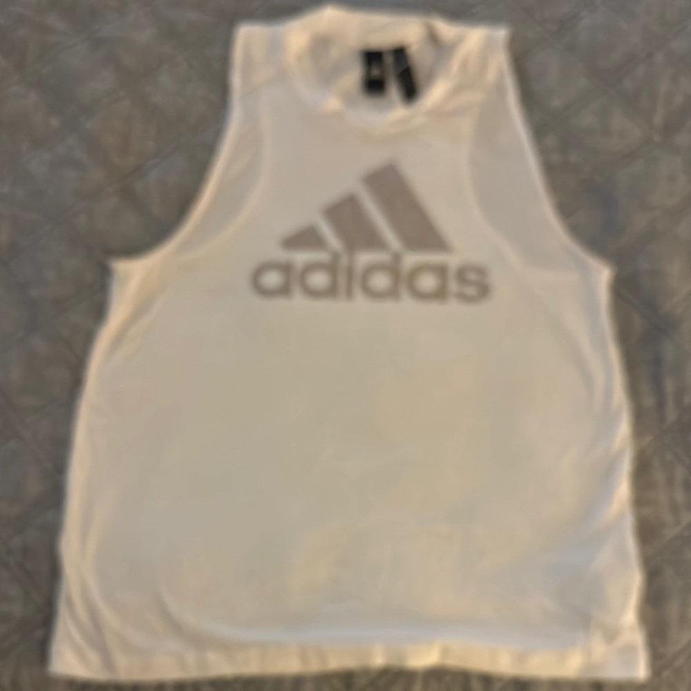 Adidas White Sleeveless Tank Top